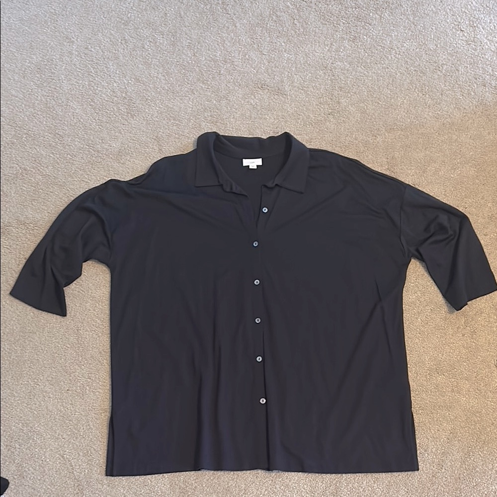 J. Jill Black Casual Button Down Shirt Relaxed Fit